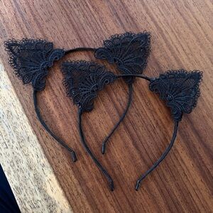 Elegant Black Lace Cat Ear Headband • Costume / Party / Halloween Accessory
